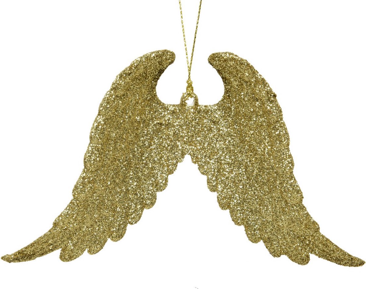 Kerst Vleugels Plastic Glitter Licht Goud L 2.50 - W 16.00 - H 10.00cm