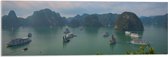 WallClassics - Acrylglas - Veel Shepen in Ha Longbaai - Vietnam - 90x30 cm Foto op Acrylglas (Wanddecoratie op Acrylaat)