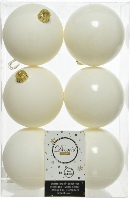 10x morceaux de boules de Noël en plastique laine blanc 8 et 10 cm