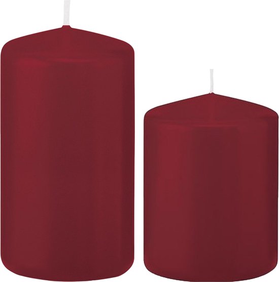Trend Candles - Stompkaarsen set 4x stuks bordeaux rood 8 en 12 cm