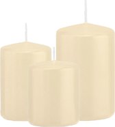 Trend Candles - Stompkaarsen set 3x stuks creme wit 8-10-12 cm
