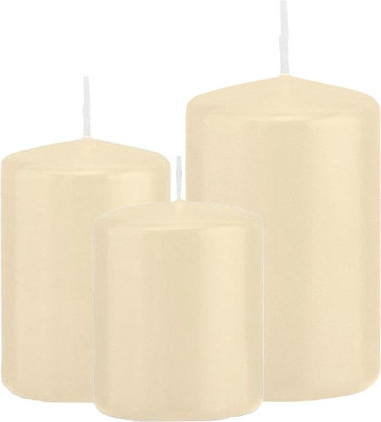 Trend Candles - Stompkaarsen set 3x stuks creme wit 8-10-12 cm