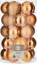 25x morceaux de boules de Noël en plastique orange 8 cm