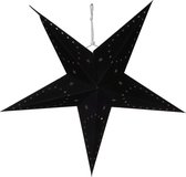 Lanterne lumineuse étoile de Noël en papier noir 45 cm sur piles