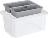 Sunware opslagbox 51 liter transparant 59 x 39 x 29 cm met deksel en organiser tray