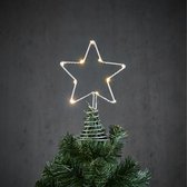 Kerstboom piek - ster - met licht - zilver - H22 x D13 cm