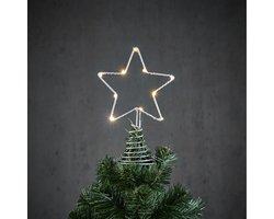 Luca Lighting Kerstboom ster piek - met verlichting - zilver - H22 x D13 cm - lichtgevende kerstboompiek - pieken