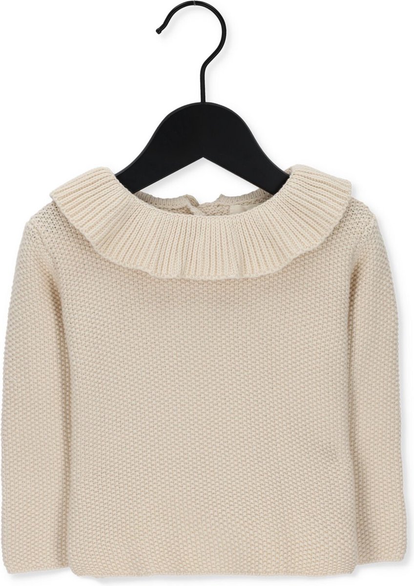 Quincy Mae Ruffle Collar Knit Sweater Truien & Vesten - Beige