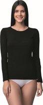 Dameshemd Met Lange Mouwen-Katoen-Onderhemd Dames-Cadeau Voor Dames-Zwart-XL