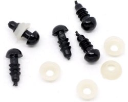 Veiligheidsoogjes ● 5mm ● met sluitringen- zwart - "MULTIPLAZA" - rond ● 20 stuks ● hobby - creatief - poppen - knuffels - amigurumi's - haken - breien