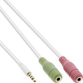InLine 99301W Câble audio 1m 3,5 mm 2 x 3,5 mm Vert, Rose, Blanc