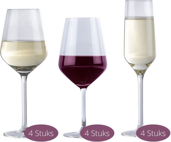alpina Glasservies - 12 Stuks - Rode Wijn/ Witte Wijn/ Champagne -  Glazenset | bol.com