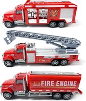 3x Camion de pompier - Ensemble de camion de pompier - speelgoed de voitures en métal moulé sous pression - Pull-back - 16,5 cm
