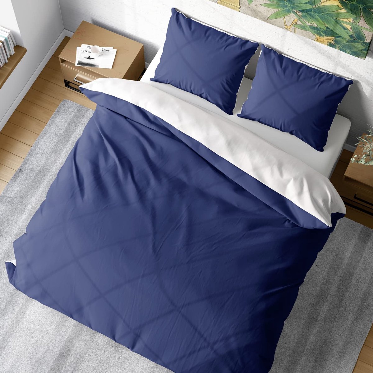 Parure de lit Bedtime Bamboe 135x200, 1 taie d'oreiller 80x80, bicolore :  bleu/blanc,... | bol.com