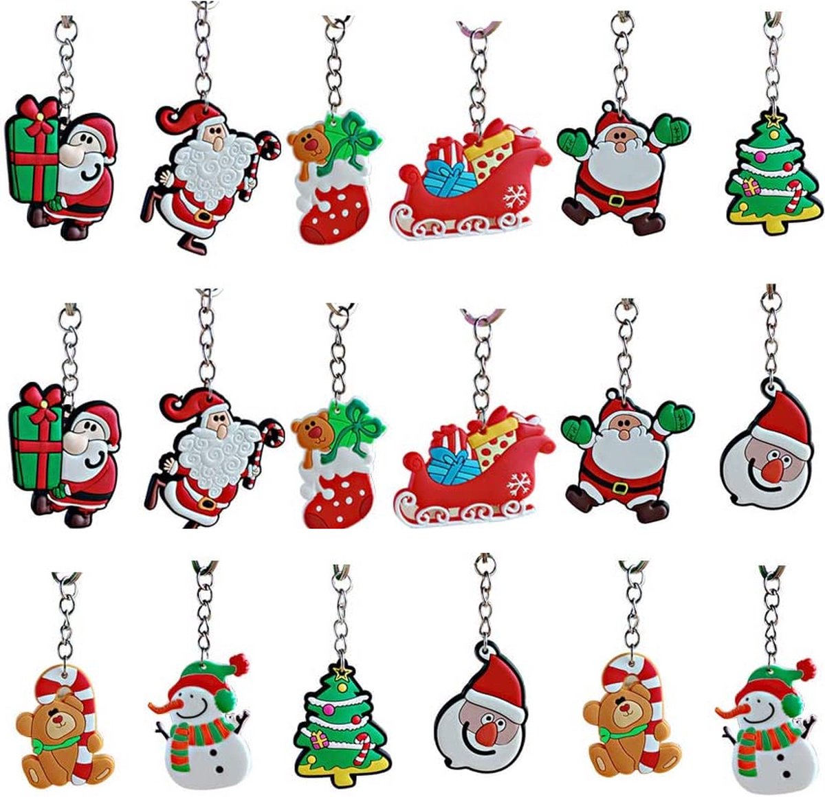 18 Stuks Kerst Sleutelhangers Cartoon Sleutelhangers Kerstboom