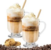 Latte Macchiato Glazen - Koffieglazen - Cappuccino Glazen  -310ML - + Gratis Lepels - 2x