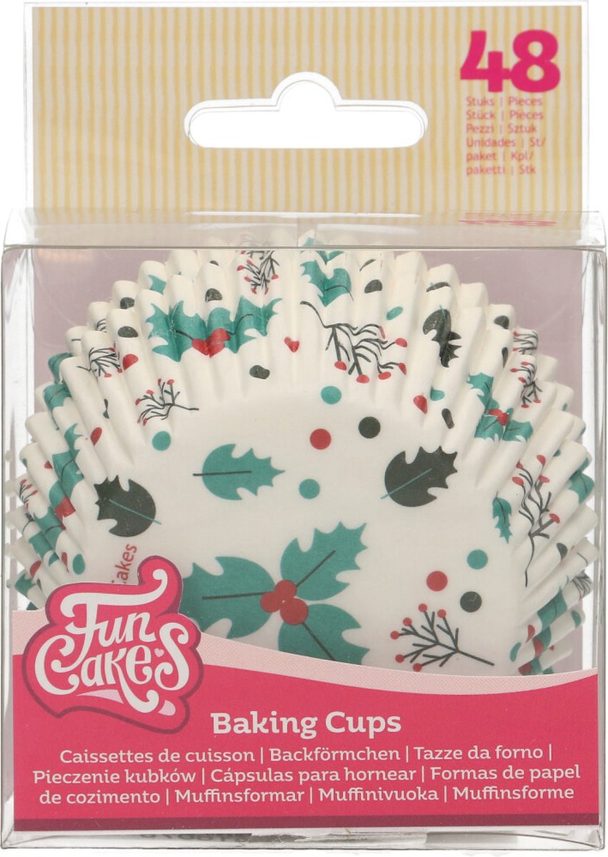 FunCakes Baking Cups Papier - Hulstblad - 48 Stuks - Cupcake en Muffin Vormpjes