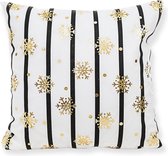 Sans citron - Housse de coussin de Noël - Wit avec flocons de neige dorés - kussen de Noël - Noël - Vacances - Noël - Décoration - Décoration d'intérieur - Taies d' Taies d'oreiller - Décembre - Cadeau