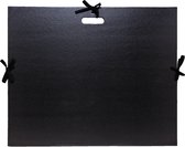 A2 Tekenmap Kraft XXL zwart vernist - met linten en handvat 59x72cm - formaat Raisin - Zwart