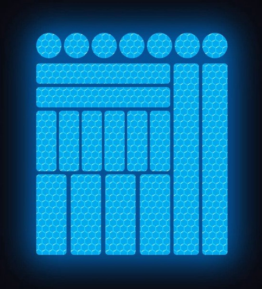Fietsreflector - Reflecterende Veiligheids stickers blauw - Reflectie tape voor in het verkeer - Maak wandelwagens, koffers, buggy's, skelters, helms, fietsen etc goed zichtbaar in het donker. — afbeelding 3