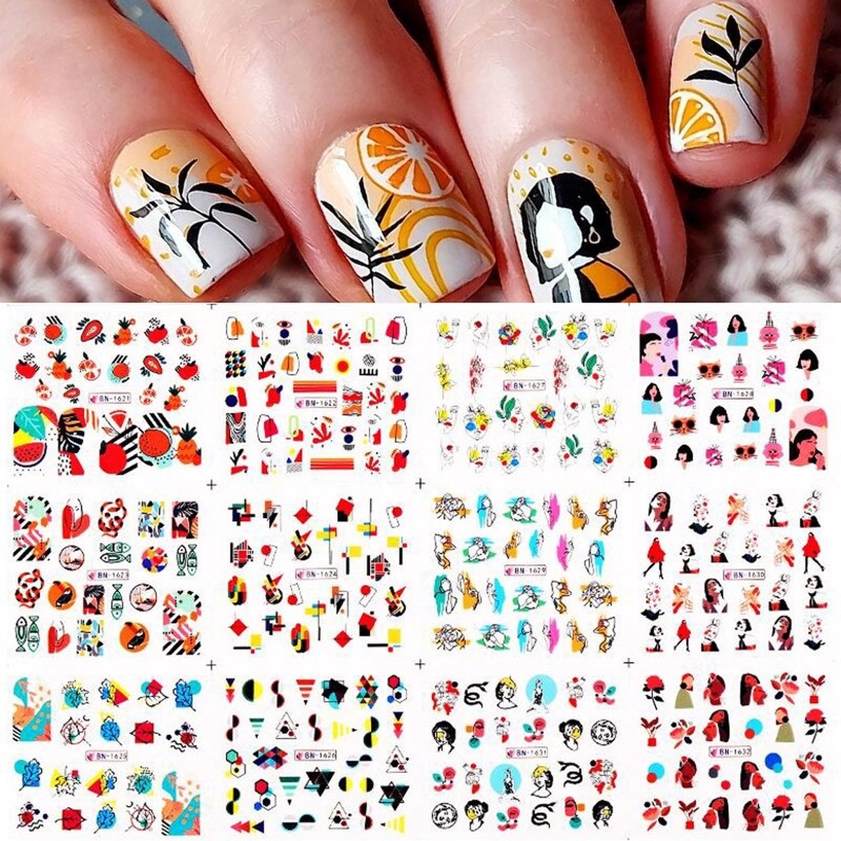 12 Stuks Nagelstickers – Nail Art Stickers – Art Deco
