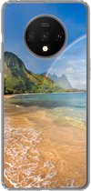 Geschikt voor OnePlus 7T hoesje - Een mooie regenboog bij Tunnels Beach op Hawaii - Siliconen Telefoonhoesje