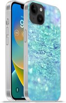 Geschikt voorApple Iphone 14 Plus - Soft case hoesje - Blauw - Licht - Abstract - Siliconen Telefoonhoesje