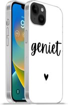 Geschikt voorApple Iphone 14 Plus - Soft case hoesje - Spreuken - Quotes - Geniet - Siliconen Telefoonhoesje