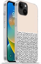 Geschikt voorApple Iphone 14 Plus - Soft case hoesje - Stippen - Wit - Zwart - Siliconen Telefoonhoesje