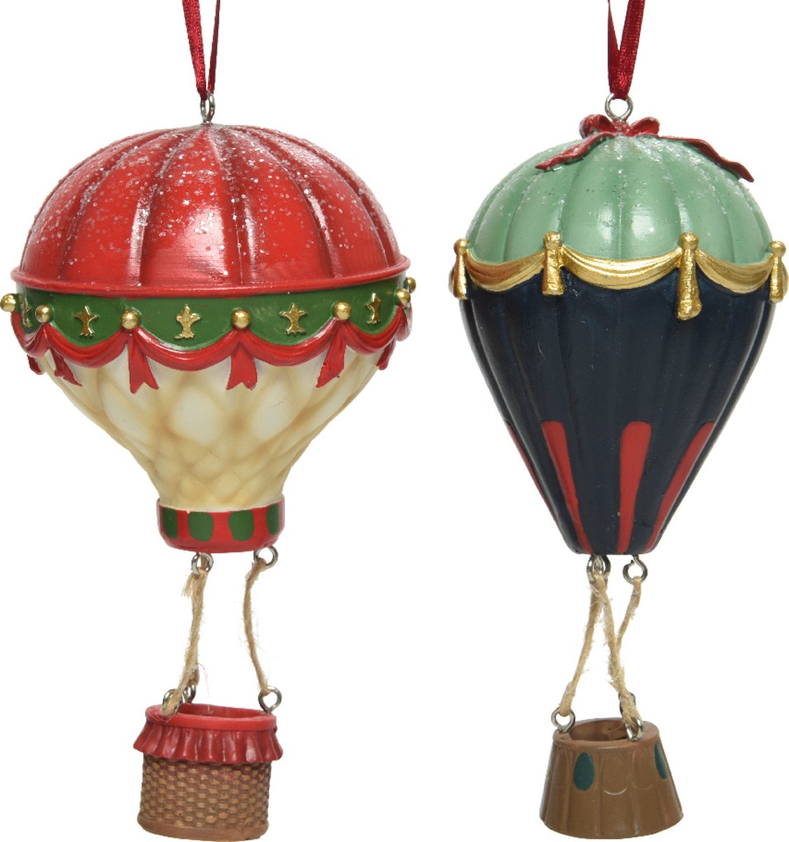 Ballon polyresin snowglitter 2ass L8-W8-H12cm per stuk geleverd bij 2 st 10 % korting