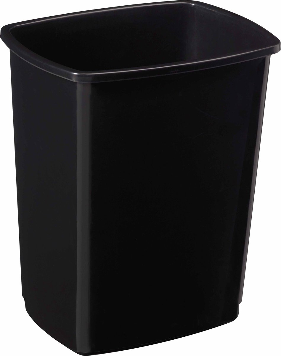 Kunststof prullenbak 50 liter zwart - Zonder deksel