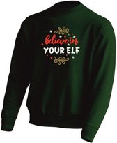 Kerst sweater - BELIEVE IN YOUR ELF - kersttrui - GROEN - medium -Unisex