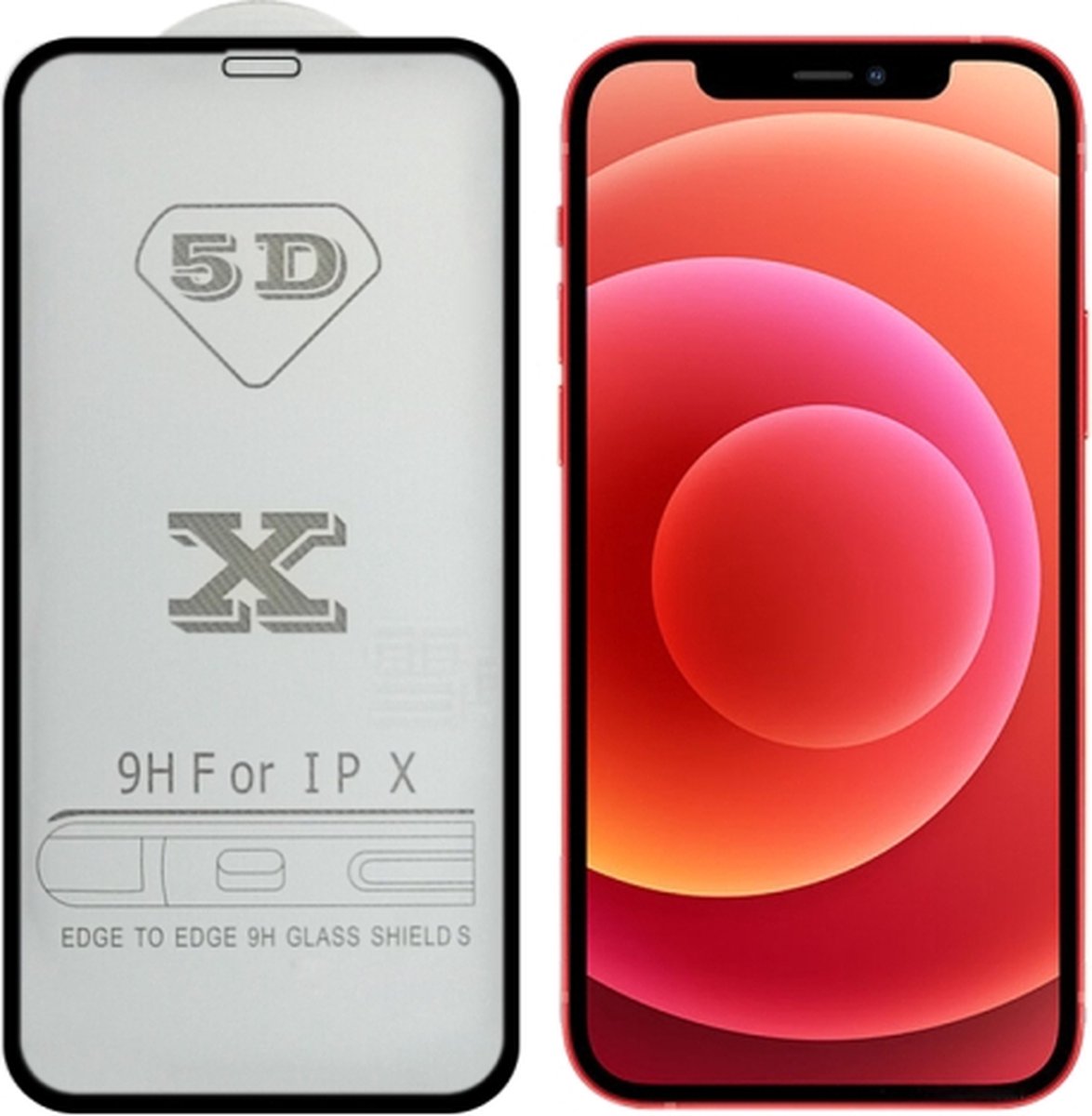 9H 5D Full Glue Full Screen gehard glasfilm voor iPhone 12 mini (zwart)