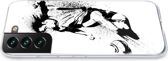 Coque Samsung Galaxy S22 - Une illustration d'une personne tirant un ballon de football vers le but - Garçons - Garçon - Enfant - Coque de téléphone en Siliconen
