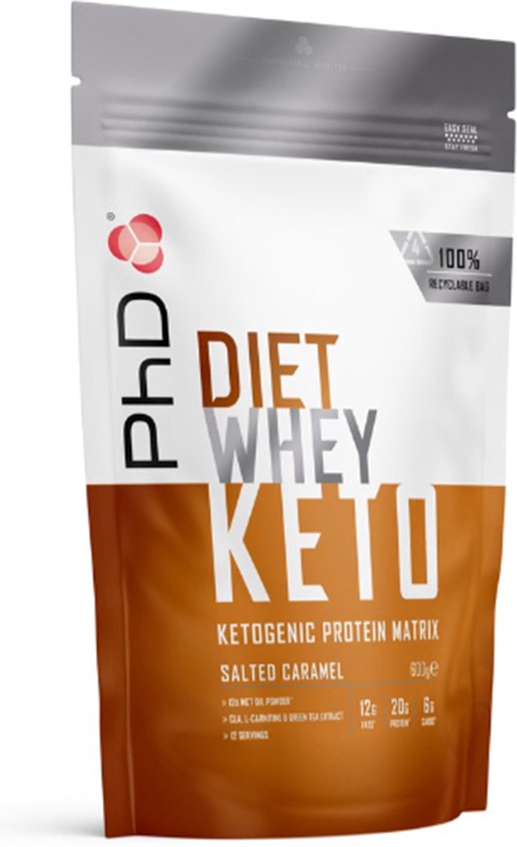 PhD Nutrition | Diet Whey Keto | Salted Caramel | 1 x 600 gram | Snel afvallen zonder poespas!