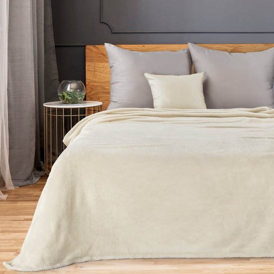 Oneiro’s Luxe Plaid RICKY Type 1 beige - 200 x 150 cm - wonen - interieur - slaapkamer - deken – cosy – fleece - sprei