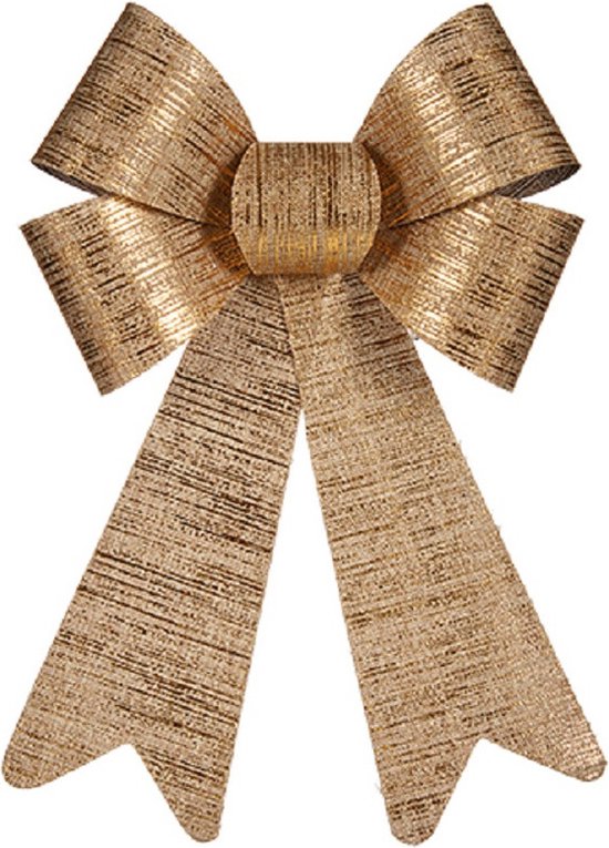 Krist+ kerstboomversiering strik - goud glimmend - 15 x 25 cm - kerststrikken