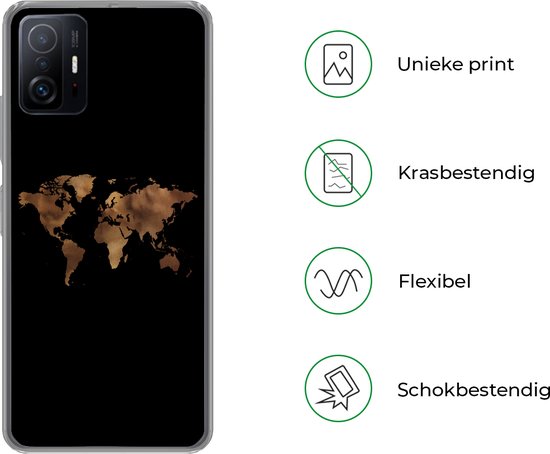 Coque Xiaomi 11 Lite 5G NE - Carte du Wereldkaart - Tissu - Carte - Siliconen