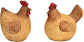Pasen - Paasdecoratie - Paaskippetjes - Kippetjes in houtlook, gemaakt van poly, set van 2