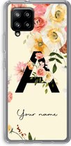 Gepersonaliseerd - Case Company® - Hoesje geschikt voor Samsung Galaxy A42 5G hoesje - Flirty Flowers Monogram - Soft Cover Telefoonhoesje - Bescherming aan alle Kanten en Schermrand