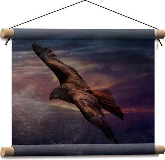 WallClassics - Textielposter - Golden Eagle Vliegend - 40x30 cm Foto op Textiel