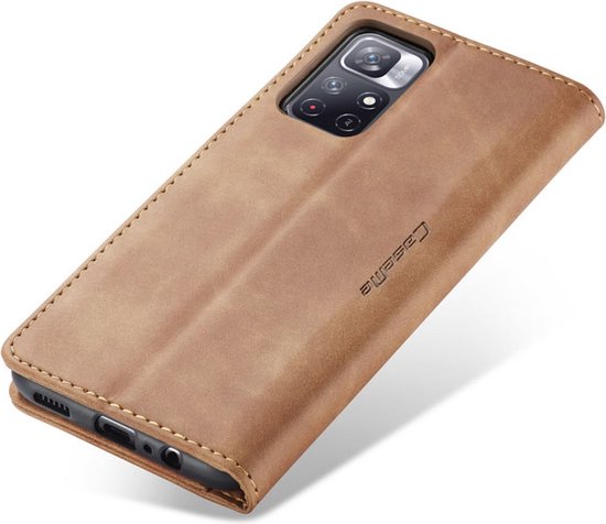 CaseMe - Hoesje geschikt voor Xiaomi Redmi Note 11 - Wallet Book Case - Magneetsluiting - Licht Bruin