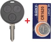 Autosleutel behuizing 3 knoppen met Batterij 1620 geschikt voor Mercedes-Smart / Smart Fortwo / Smart Forfour / Smart Roadster / Smart Sleutel.