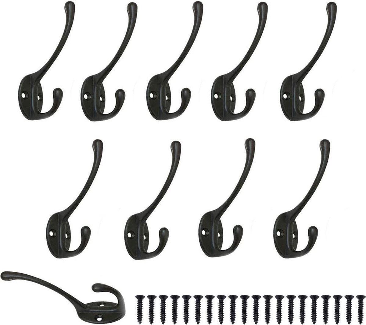 2x Patères De Luxe / Patères Noires Avec 4 Patères - Métal De Haute Qualite 4 3 X 32 2 Cm Pateres Murales Crochets Penderie Pateres Porte