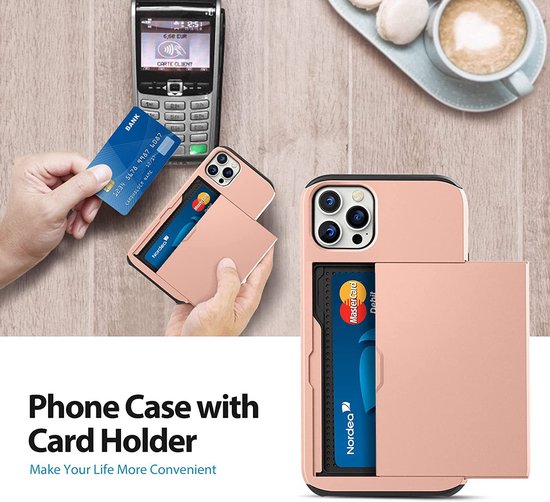 Coque arrière adaptée pour Apple iPhone 13 Pro - Rose - Hard PC - Porte-cartes