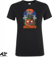 Klere-Zooi - Halloween - Pumpkin #2 - Zwart Dames T-Shirt - M