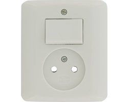 Uni Inbouw Combinatie - Stopcontact en Schakelaar - Wissel - Polarwit