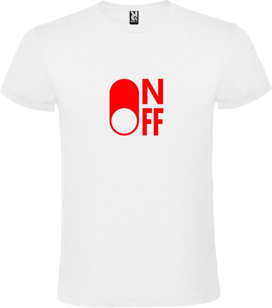 Wit T-Shirt met “ On/Off Button OFF “ afbeelding Rood Size XXXL