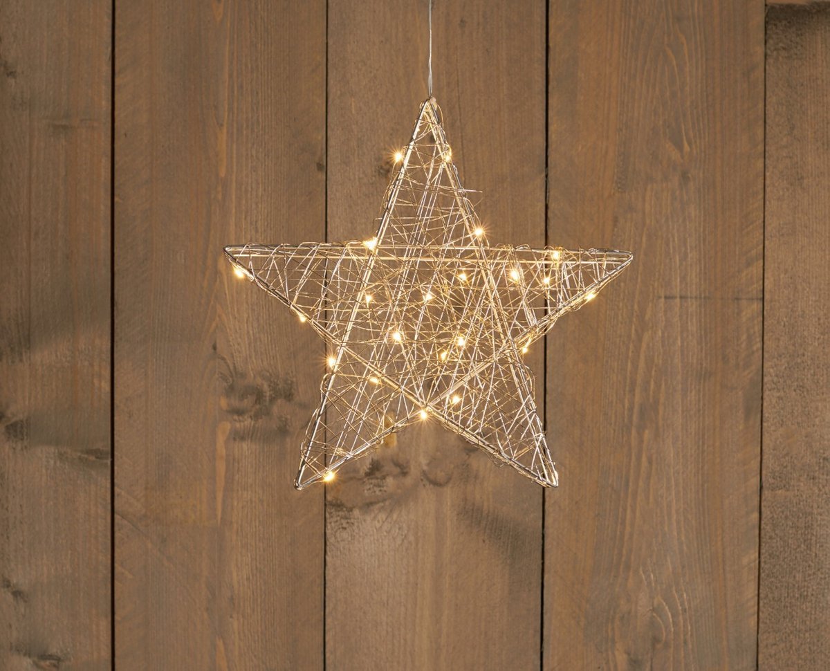Batterijverlichting metalen ster 30 cm warm wit Anna's Collection