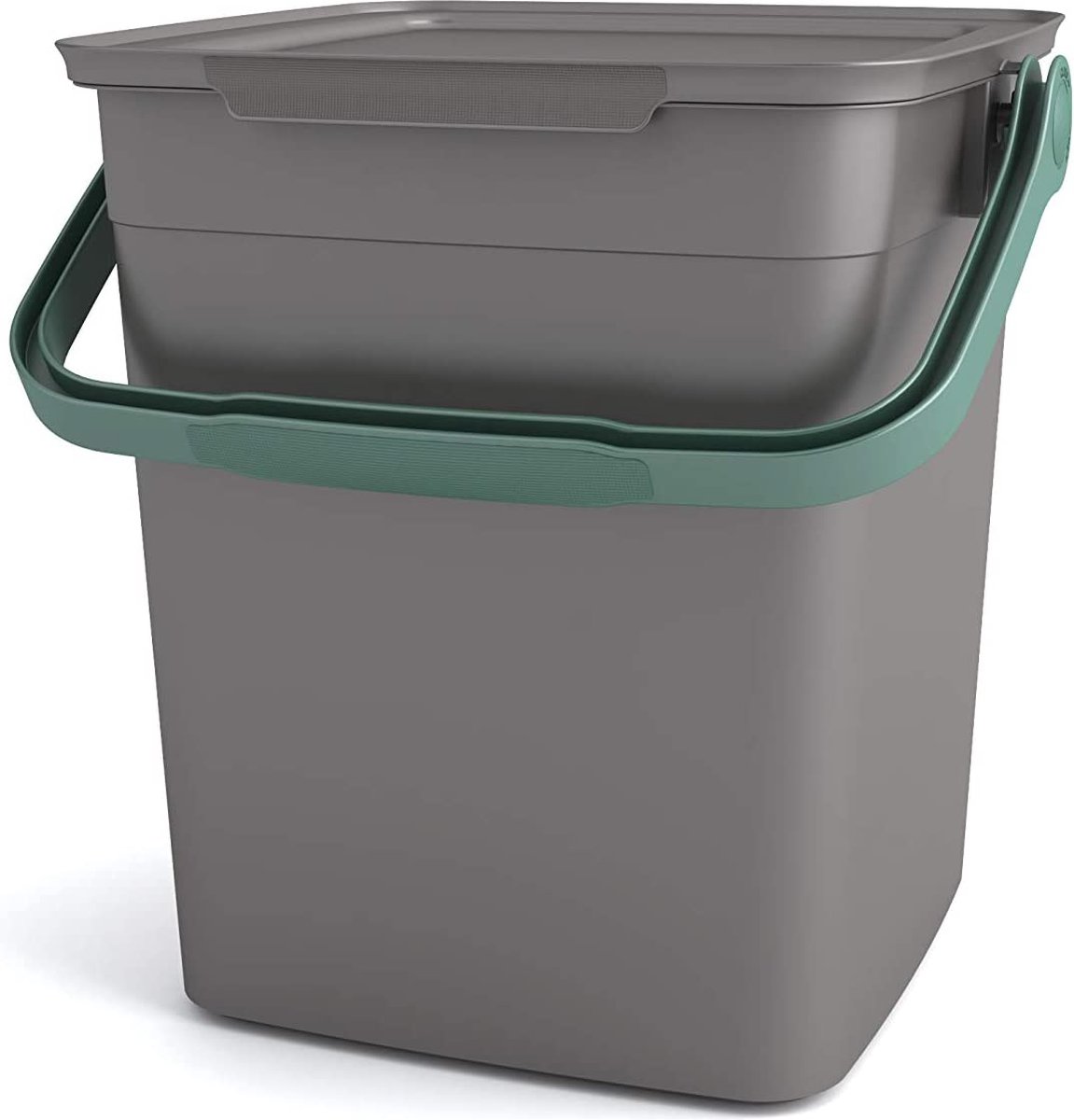 Kis Smart Bio compostemmer 9L met deksel en handvat, grijs/groen, 25,5 x 23 x 25 cm